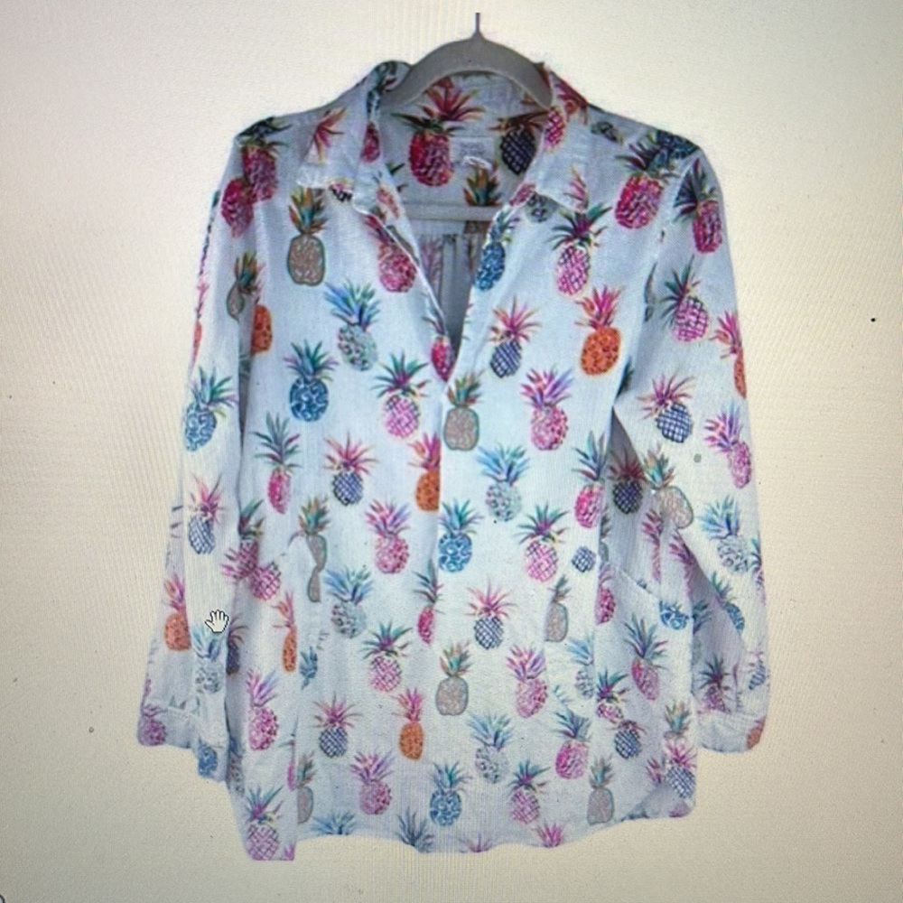 Sigurd Olsen womens linen blend Pineapple Tunic top SZ Small- great condition